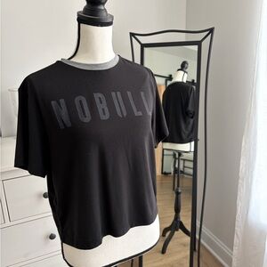 NOBULL Black Cropped Tee with Gray Trim